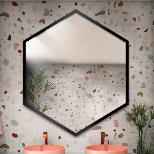 Lustro o geometrycznym kształcie w ramie – HEXA W RAMIE